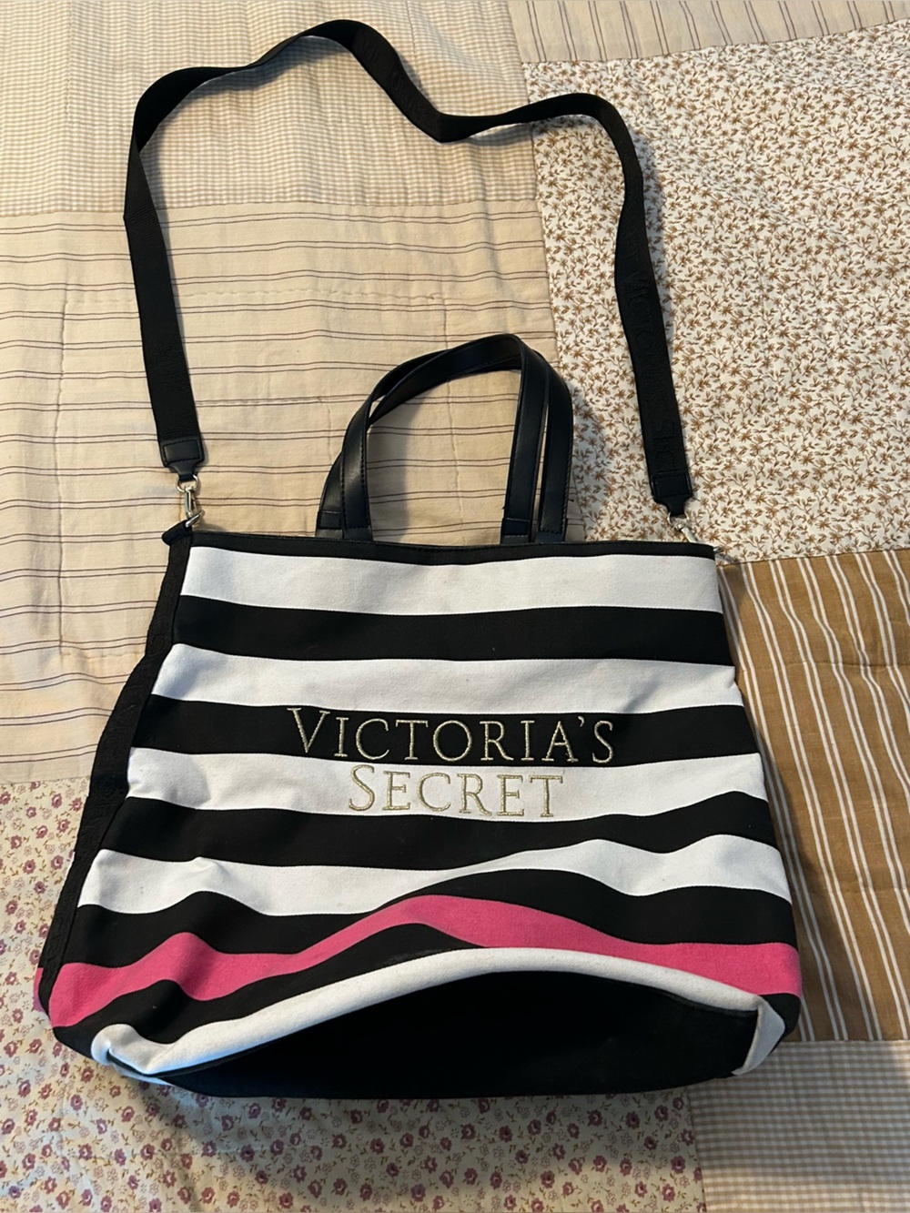 Victoria’s Secret striped tote bag